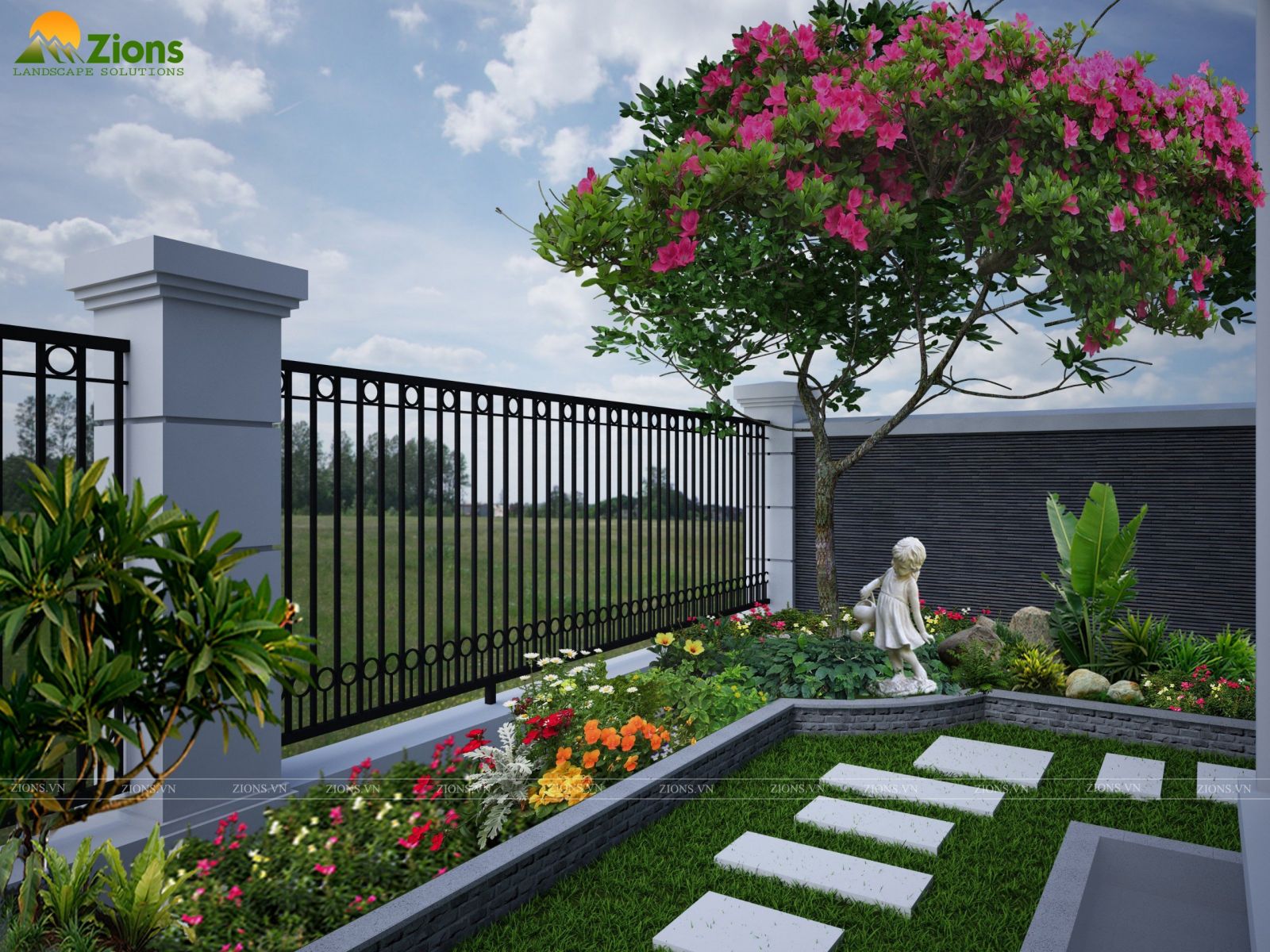 Thiết kế thi công sân vườn biệt thự Vinhomes Green Bay - Zion's